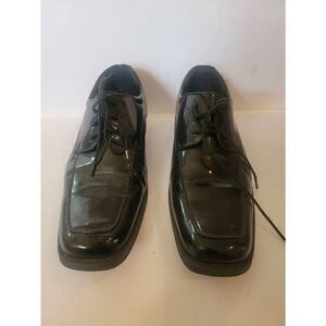 Rocus Men's Black Lace-Up Square Toe Dress Shoes Size 9.5